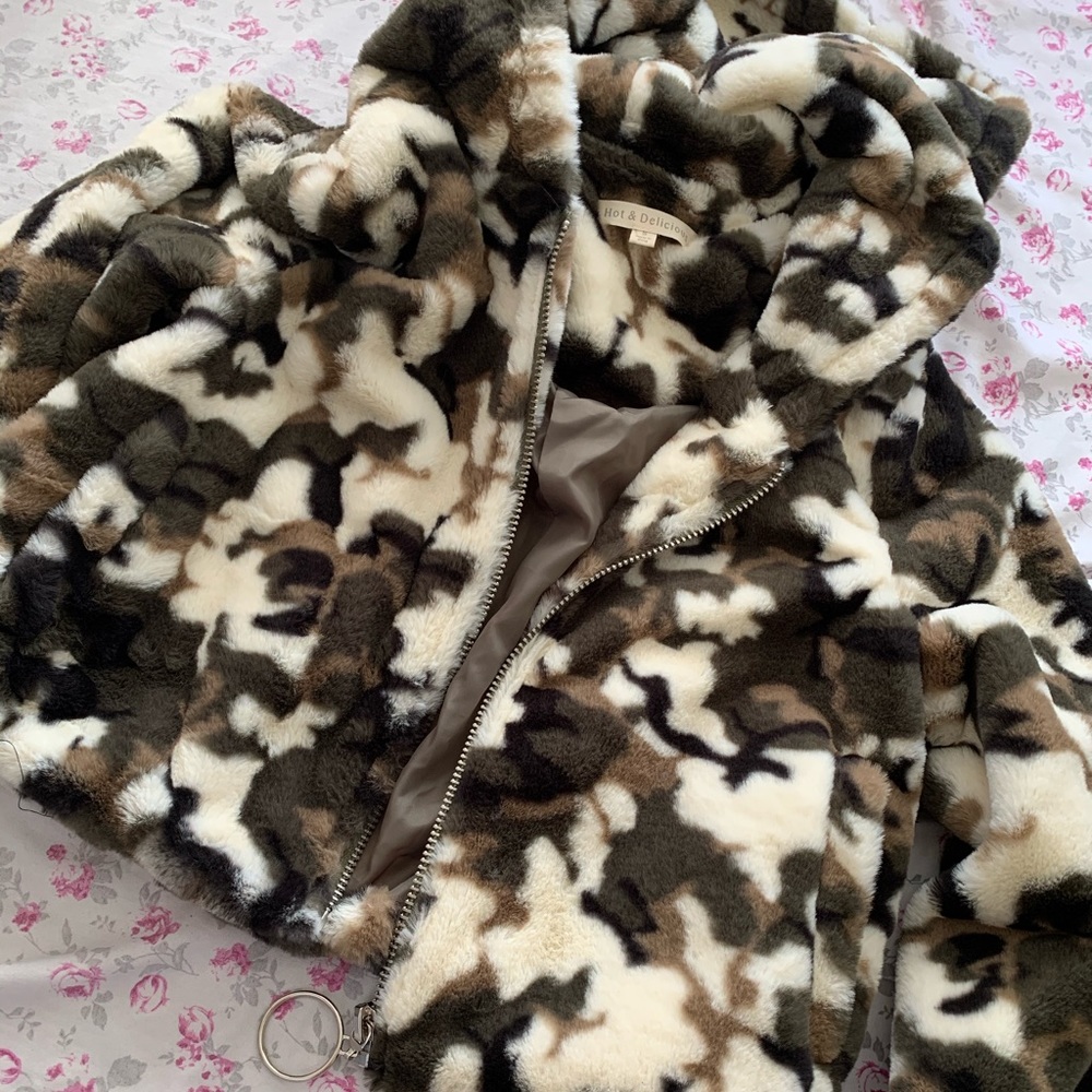 Fluffy army sweater